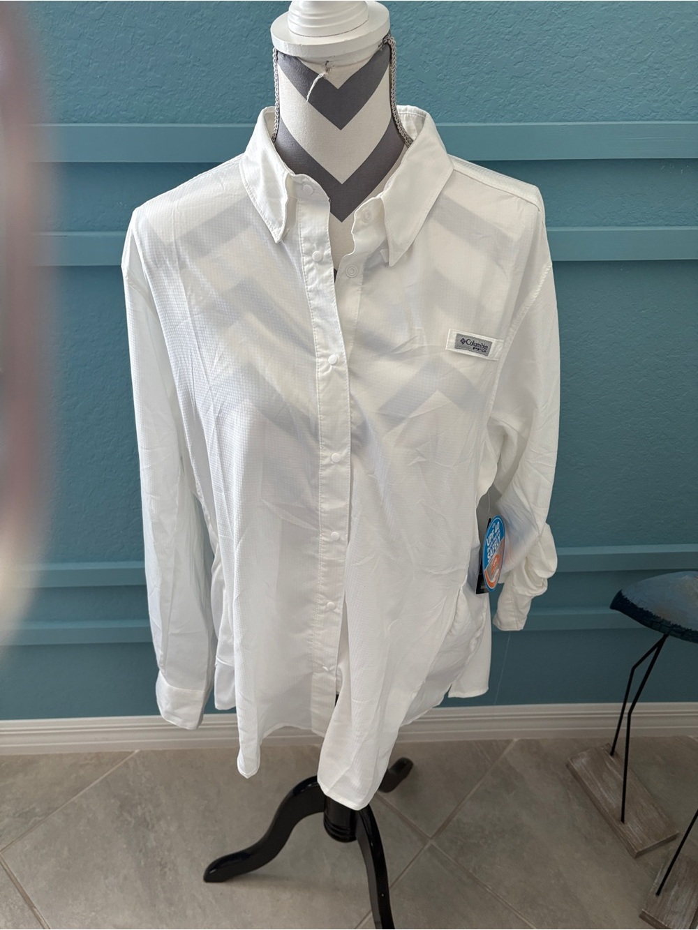 NWT Columbia Woman’s Tamiami  II Long Sleeve Shirt Vented In White SZ XXL